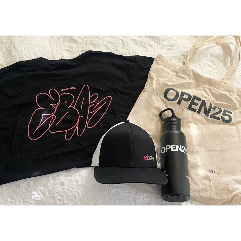 eBay 30th Anniversary Party Swag 2025‎ M Shirt Hat  Water Bottle Bag & Pin